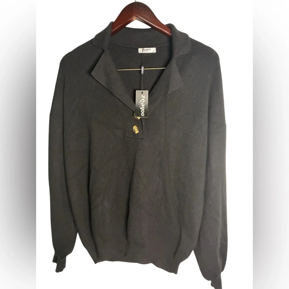 Zeagoo Men's V-Neck Black Sweater SIZE M for winter